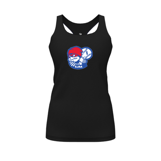 [CUS-DFW-RCBK-PER-BLK-FYS-LOGO1] Racerback Tank Top (Female Youth S, Black, Logo 1)