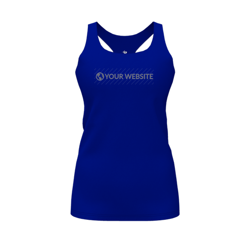 [CUS-DFW-RCBK-PER-RYL-FYS-LOGO2] Racerback Tank Top (Female Youth S, Royal, Logo 2)