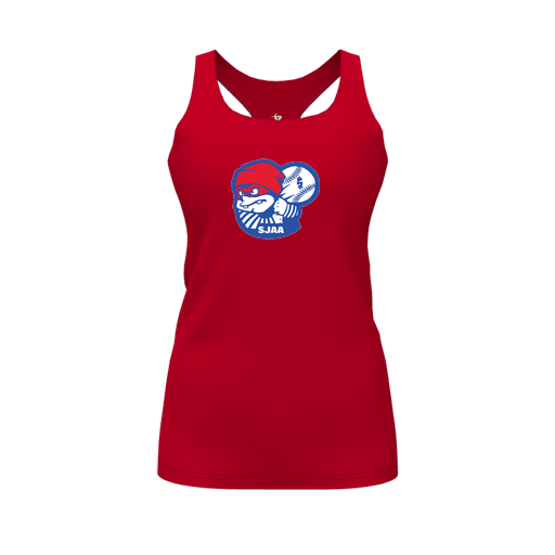 [CUS-DFW-RCBK-PER-RED-FYS-LOGO1] Racerback Tank Top (Female Youth S, Red, Logo 1)