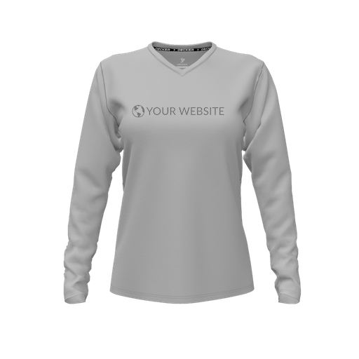[FTLVCFGY-FYXS-LOGO2] Decker Comfort T-Shirt (Female Youth XS, Gray, V Neck, Logo 2, Long Sleeve)