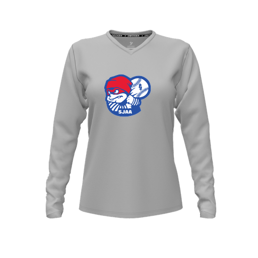 [FTLVPTGY-FYXS-LOGO1] Decker Performance T-Shirt (Female Youth XS, Gray, V Neck, Logo 1, Long Sleeve)