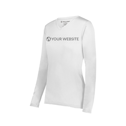 [222824.005.S-LOGO2] Ladies LS Smooth Sport Shirt (Female Adult S, White, Logo 2)