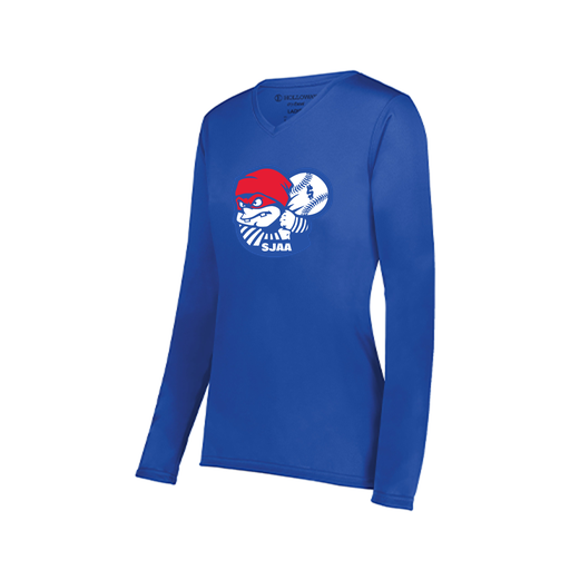 [222824.060.S-LOGO1] Ladies LS Smooth Sport Shirt (Female Adult S, Royal, Logo 1)