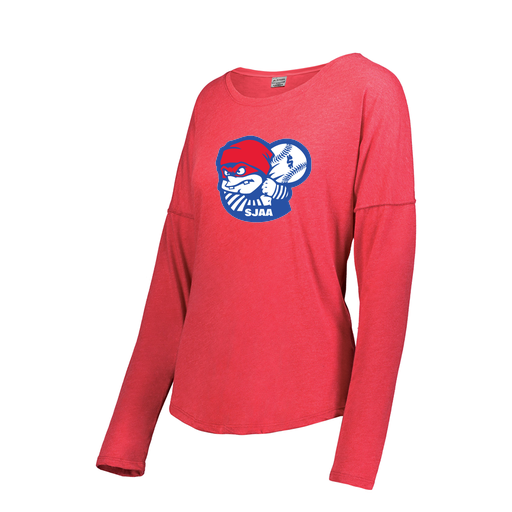 [3077.V96.XS-LOGO1] Ladies LS Ultra-blend T-Shirt (Female Adult XS, Red, Logo 1)